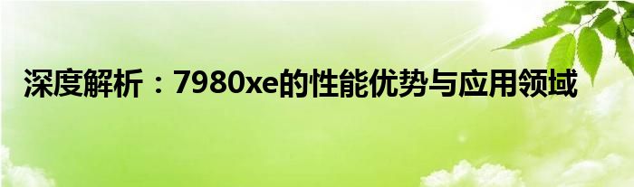 深度解析：7980xe的性能优势与应用领域