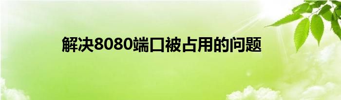 解决8080端口被占用的问题