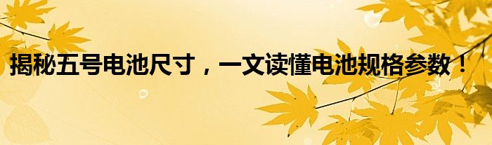  揭秘五号电池尺寸，一文读懂电池规格参数！