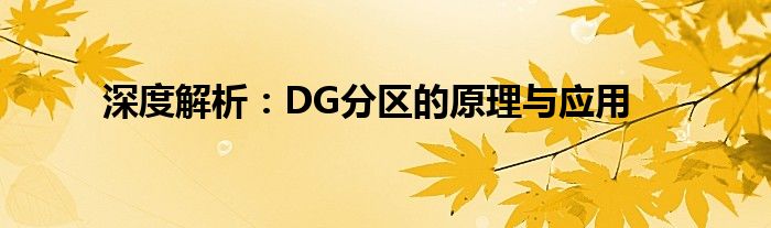 深度解析：DG分区的原理与应用