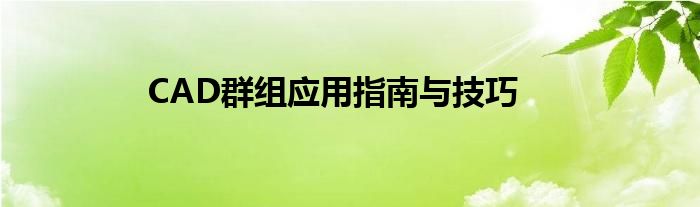 CAD群组应用指南与技巧