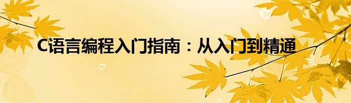 C语言编程入门指南：从入门到精通