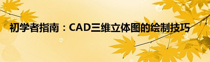 初学者指南：CAD三维立体图的绘制技巧