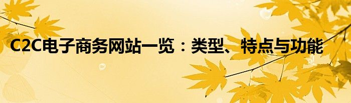 C2C电子商务网站一览：类型、特点与功能