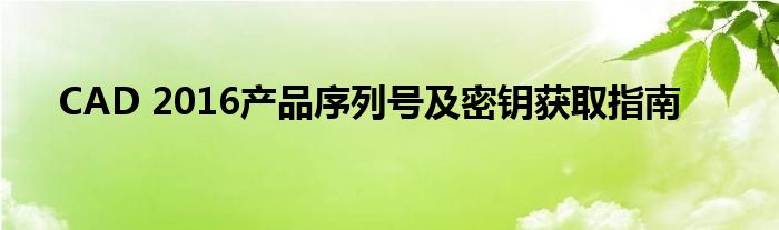 CAD 2016产品序列号及密钥获取指南