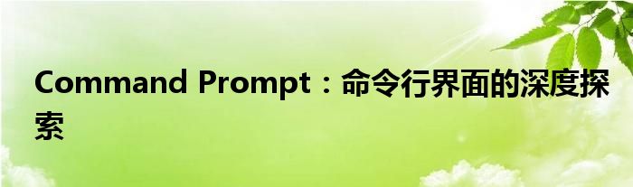 Command Prompt：命令行界面的深度探索