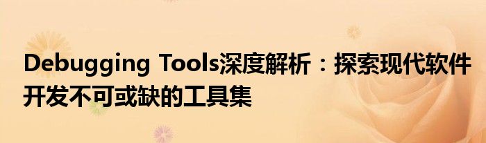 Debugging Tools深度解析：探索现代软件开发不可或缺的工具集