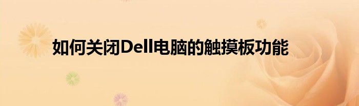 如何关闭Dell电脑的触摸板功能