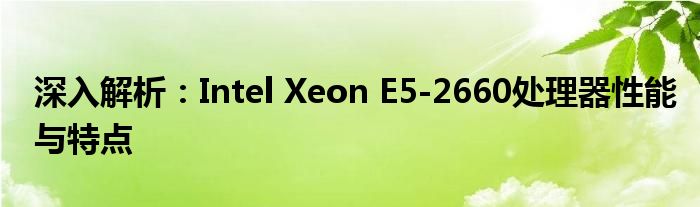 深入解析：Intel Xeon E5-2660处理器性能与特点