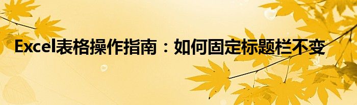 Excel表格操作指南：如何固定标题栏不变