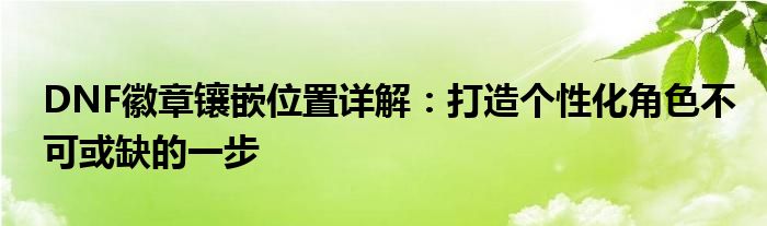 DNF徽章镶嵌位置详解：打造个性化角色不可或缺的一步