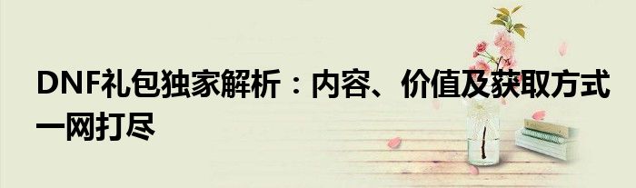 DNF礼包独家解析：内容、价值及获取方式一网打尽