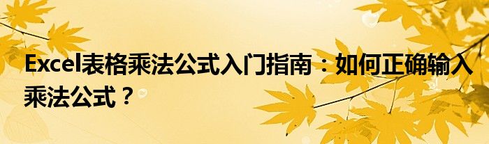 Excel表格乘法公式入门指南：如何正确输入乘法公式？