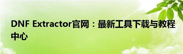 DNF Extractor官网：最新工具下载与教程中心