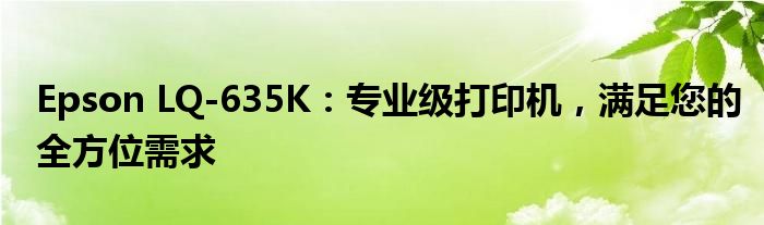 Epson LQ-635K：专业级打印机，满足您的全方位需求