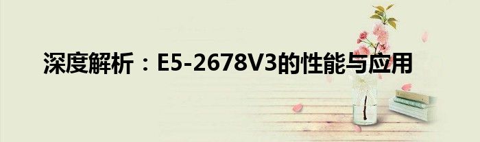 深度解析：E5-2678V3的性能与应用