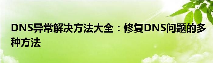 DNS异常解决方法大全：修复DNS问题的多种方法