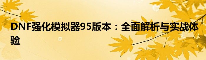 DNF强化模拟器95版本：全面解析与实战体验