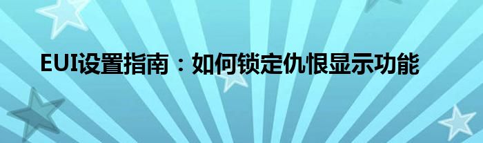 EUI设置指南：如何锁定仇恨显示功能