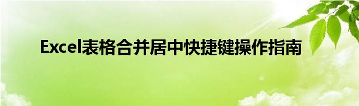 Excel表格合并居中快捷键操作指南