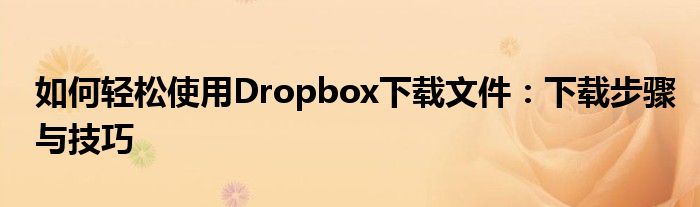 如何轻松使用Dropbox下载文件：下载步骤与技巧