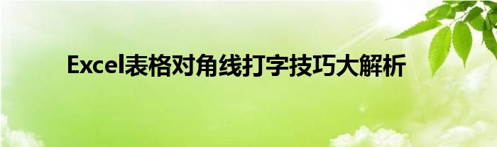 Excel表格对角线打字技巧大解析