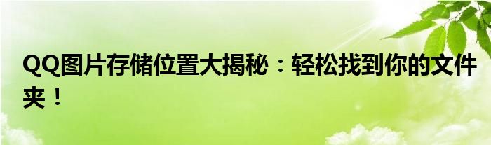 QQ图片存储位置大揭秘：轻松找到你的文件夹！