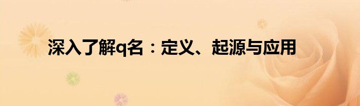 深入了解q名：定义、起源与应用