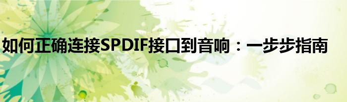 如何正确连接SPDIF接口到音响：一步步指南