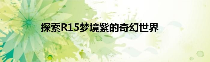 探索R15梦境紫的奇幻世界