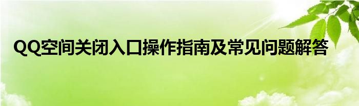 QQ空间关闭入口操作指南及常见问题解答