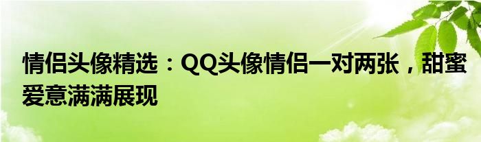 情侣头像精选：QQ头像情侣一对两张，甜蜜爱意满满展现