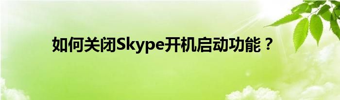 如何关闭Skype开机启动功能？