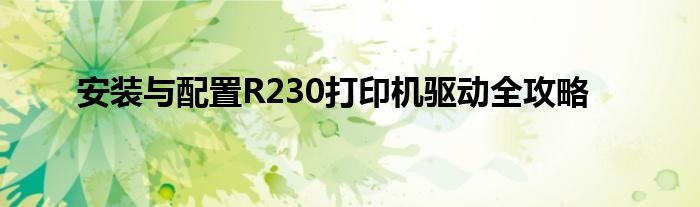 安装与配置R230打印机驱动全攻略