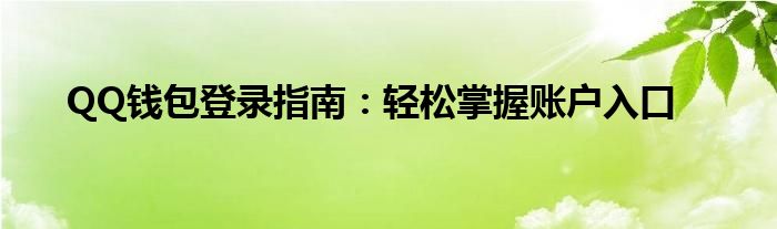 QQ钱包登录指南：轻松掌握账户入口