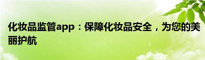 化妆品监管app：保障化妆品安全，为您的美丽护航