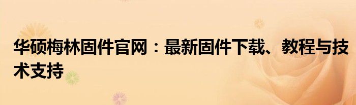 华硕梅林固件官网：最新固件下载、教程与技术支持