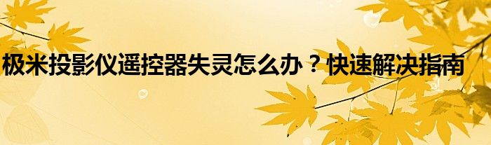 极米投影仪遥控器失灵怎么办？快速解决指南