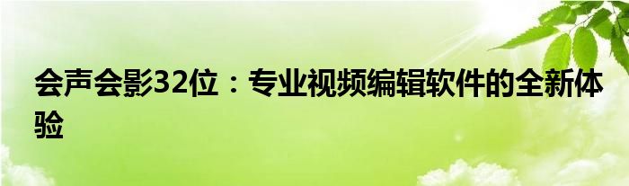 会声会影32位：专业视频编辑软件的全新体验