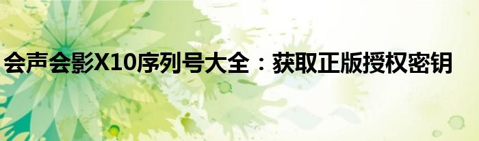 会声会影X10序列号大全：获取正版授权密钥