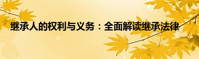 继承人的权利与义务：全面解读继承法律