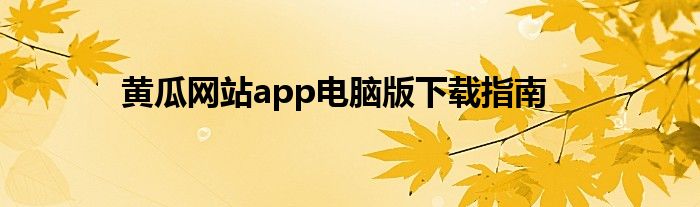 黄瓜网站app电脑版下载指南