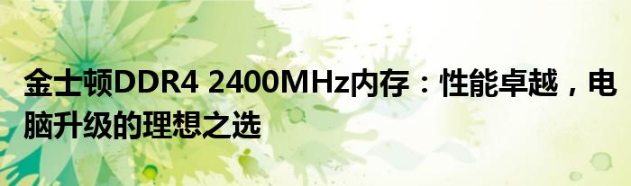 金士顿DDR4 2400MHz内存：性能卓越，电脑升级的理想之选