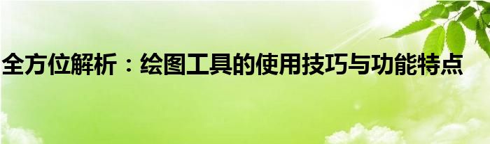 全方位解析：绘图工具的使用技巧与功能特点