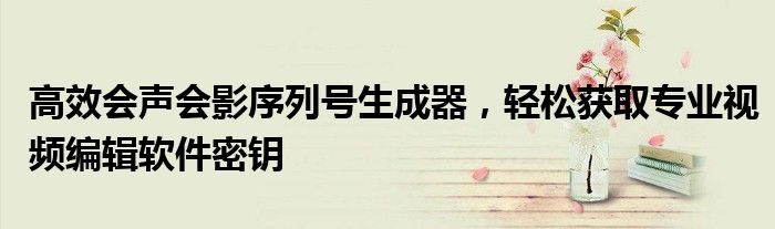 高效会声会影序列号生成器，轻松获取专业视频编辑软件密钥