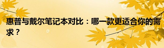 惠普与戴尔笔记本对比：哪一款更适合你的需求？