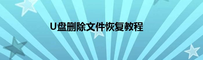 U盘删除文件恢复教程