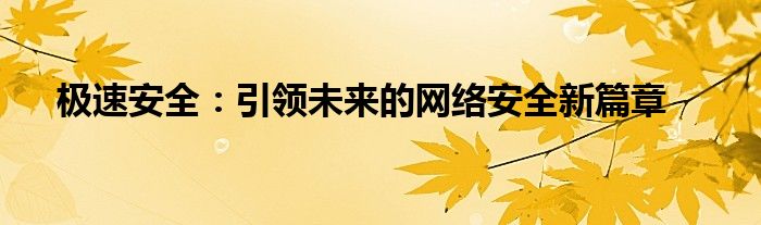 极速安全：引领未来的网络安全新篇章