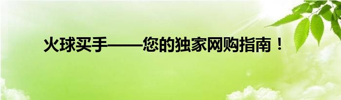 火球买手——您的独家网购指南！