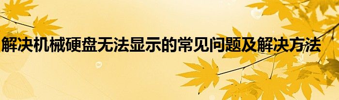 解决机械硬盘无法显示的常见问题及解决方法